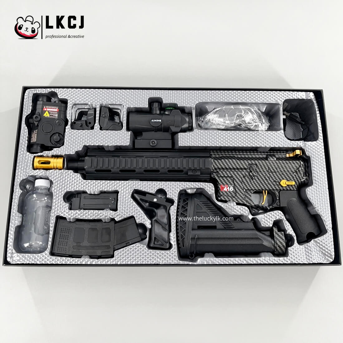 Carbon Fiber Gold Embellished M416 Gel Blaster