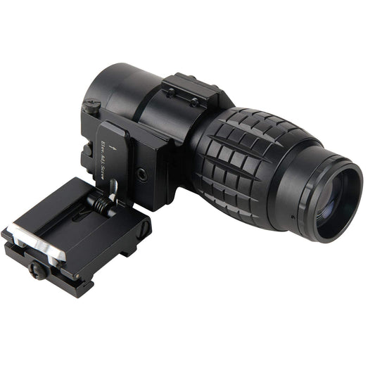BBRAND 3X MAGNIFIER FLIP TO SIDE SCOPE 3X30MM RIFLE MAGNIFIER WITH QD MOUNT AND LEN COVERS - OPTICREV