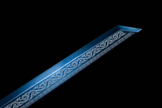 Handmade Blue Flame High Manganese Steel Chinese Sword
