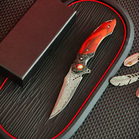 New Nightingale Damascus Steel Folding Knife – Premium EDC Knife