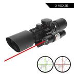 3-10X42E M9 Holographic Sight Scope Wide-field Riflescope with Red Laser and Herring Bone Strutting