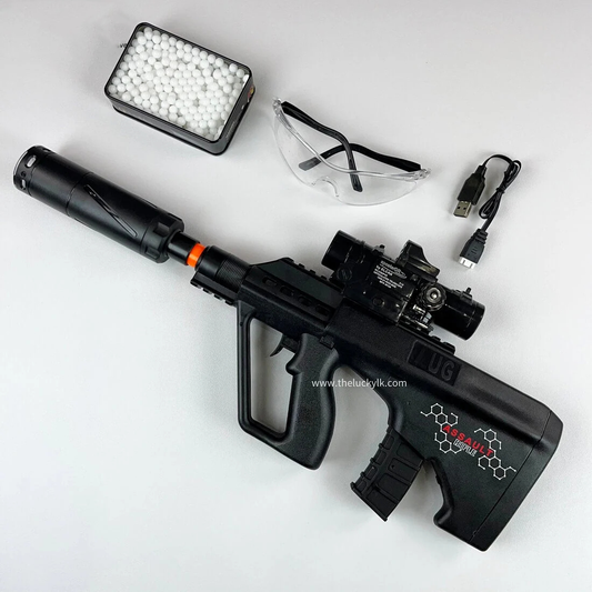 Mini Aug Gel Blaster With 7 Colors of Lighted Silencer Recommended Age Range: 10-15 Years