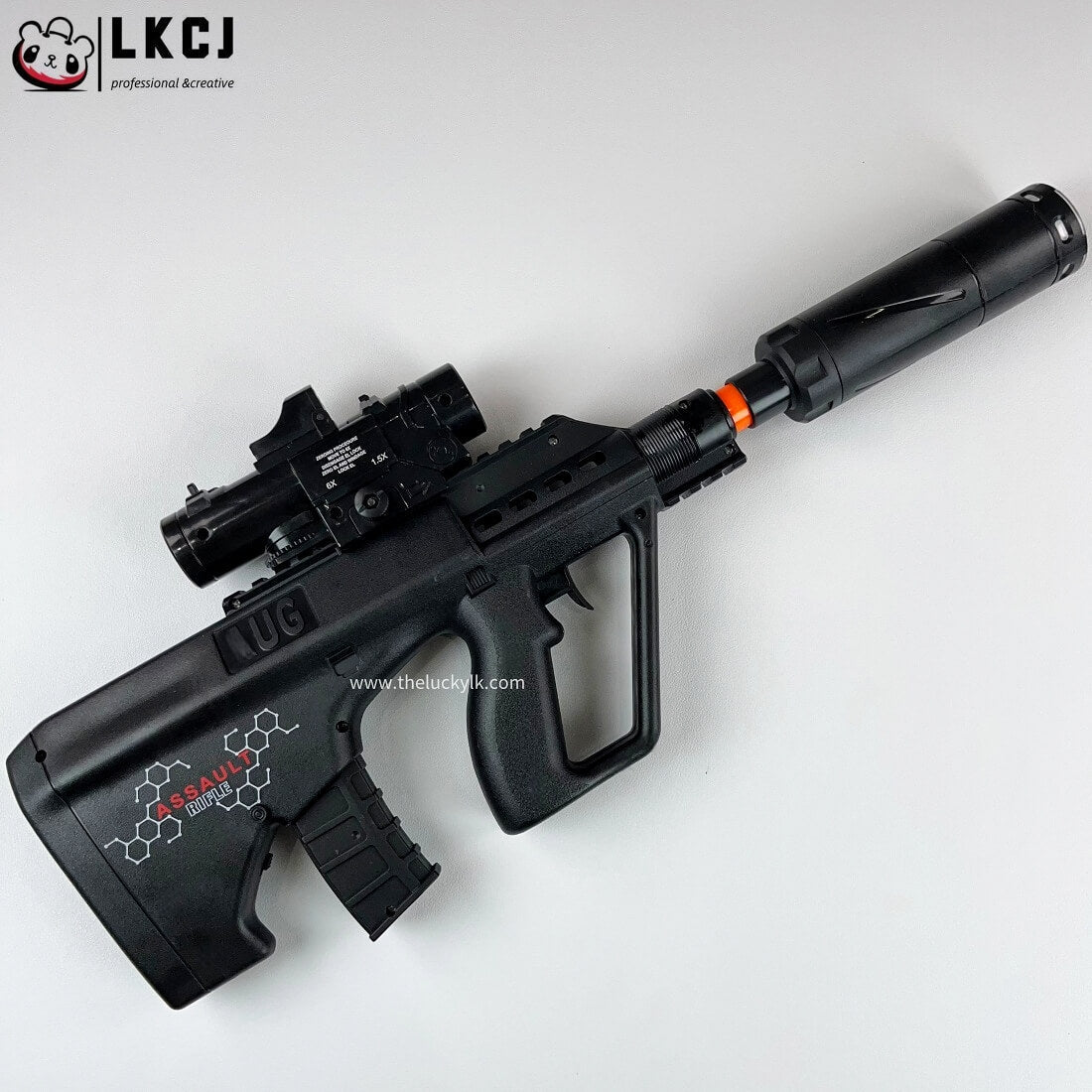 Mini Aug Gel Blaster With 7 Colors of Lighted Silencer Recommended Age Range: 10-15 Years