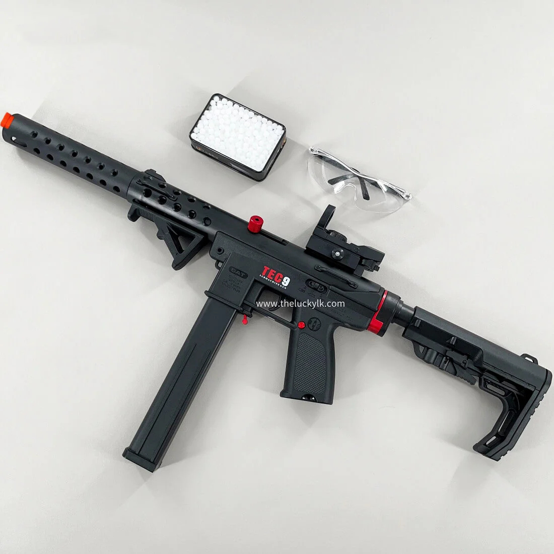 Gold/Sliver TEC9 Gel Blaster With 7 Colors of Lighted Silencer