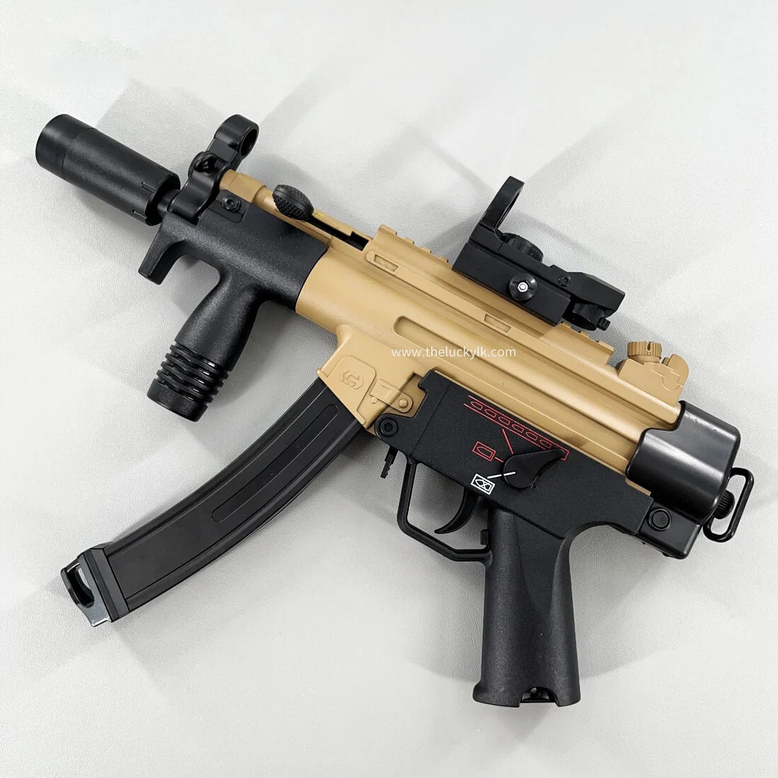 Exquisite Engraving MP5K Gel Blaster High Rate of Fire  Smooth Shooting With 7 Colors of Lighted Silencer