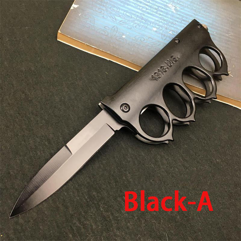 Knuckle Duster Folding Knife Outdoor Self-defense Pocket Knives Window Breaking Tool