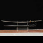 26-Inch Samurai Sword - Pearl Fish Skin Handle, Soil-Covered Blade, Tri-Color Grind