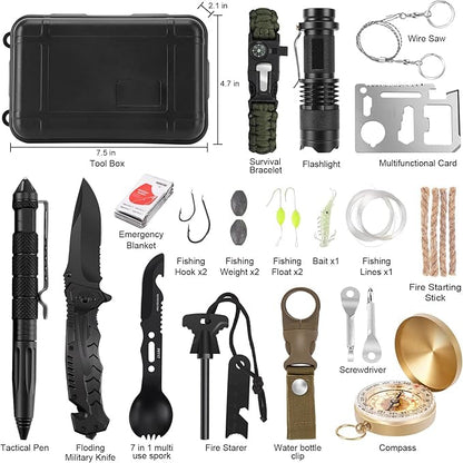 Survival Kit 28 in 1, Survival Gear Tool Emergency Tactical Equipment