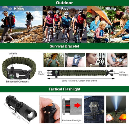 Survival Kit 28 in 1, Survival Gear Tool Emergency Tactical Equipment