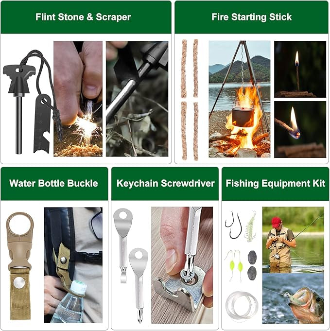 Survival Kit 28 in 1, Survival Gear Tool Emergency Tactical Equipment