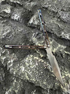TheOne Integral Titanium Handle Flamed Viper Butterfly Damascus Blade Balisong Series
