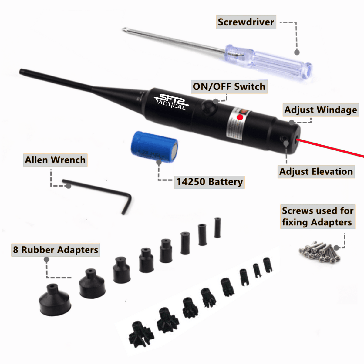 Aimtechx™ Tactical Universal Laser Bore Sighter for .22 to .50 Caliber Scope