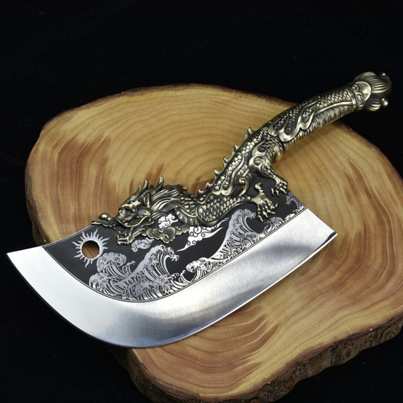 Chivalry Knife Bone Cutting Knife Green Dragon Full Brass Handle