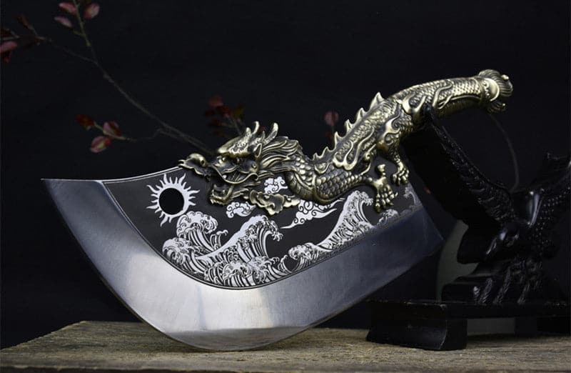 Chivalry Knife Bone Cutting Knife Green Dragon Full Brass Handle