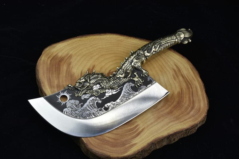 Chivalry Knife Bone Cutting Knife Green Dragon Full Brass Handle