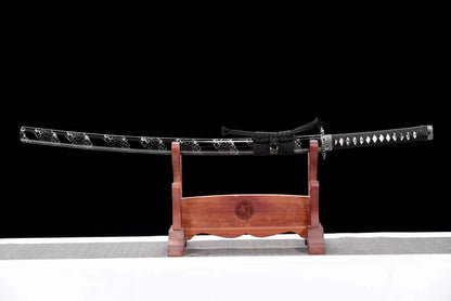 Damascus Samurai Katana [Silver Dragon Fighting Sword]