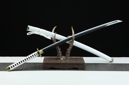 Hand Forged Anime One Piece Roronoa Zoro's Wado Ichimonji Sword 1045 High Carbon Steel Clay Tempered