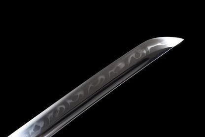 Hand Forged Japanese Samurai Katana Auspicious Clouds &Beasts T10 Turns the soil to burn blade