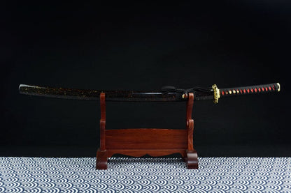 Hand Forged Japanese Samurai Katana Bare Gold T10 Carbon steel Blade baking gold