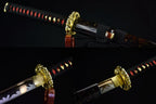 Hand Forged Japanese Samurai Katana Bare Gold T10 Carbon steel Blade baking gold