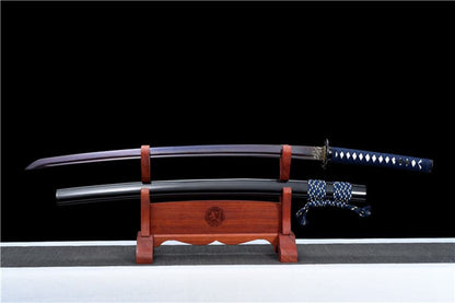 Hand Forged Japanese Samurai Katana Bitter Cold Fragrance Pattern Steel Blue Blade