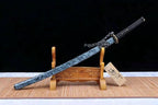 Hand Forged Japanese Samurai Katana Fine Iron Mounted Burnt Edge T10 Carbon steel Blue