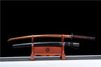 Hand Forged Japanese Samurai Katana Flame 9260 Spring Steel Reddening of the blade