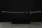 Hand Forged Japanese Samurai Katana Frog Prince Pattern Steel Gilt Silver Guard