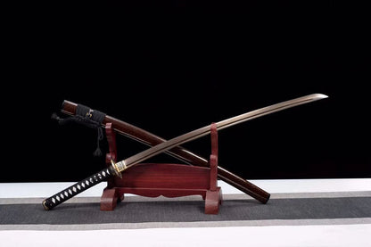 Hand Forged Japanese Samurai Katana Golden Bamboo Damascus Steel Full Tang