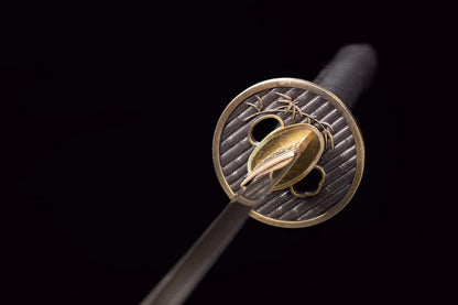 Hand Forged Japanese Samurai Katana Golden Bamboo Damascus Steel Full Tang