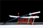 Hand Forged Japanese Samurai Katana Lobelia High Manganese Steel Baked Blue Blade