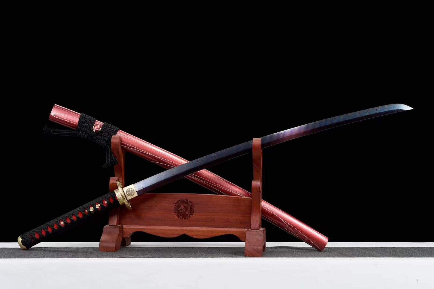 Hand Forged Japanese Samurai Katana Naraka：Bladepoint Pattern Steel Blade baking blue