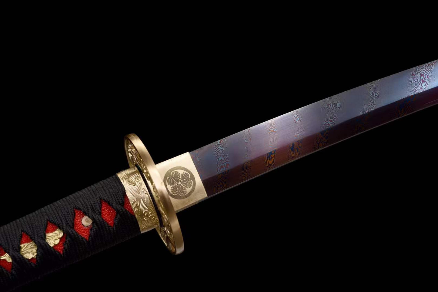 Hand Forged Japanese Samurai Katana Naraka：Bladepoint Pattern Steel Blade baking blue