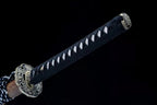 Hand Forged Japanese Samurai Katana Qi Gan Pattern Steel Wooden color