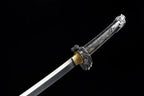 Hand Forged Japanese Samurai Katana Silver Dragon High Manganese Steel Black and grey
