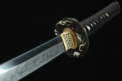 Hand Forged Japanese Samurai Katana T10 Real Yokote Pure copper gilt silver