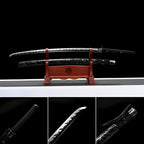 Hand Forged Japanese Samurai Katana Wanderer High Manganese Steel Blade blackening process