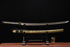 Hand Forged Japanese Samurai Katana Yama T8 carbon tool steel Yellow engraved knife sheath