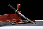 Hand Forged Japanese Tanto Storm Short Sword Manganese Steel Blackened blades