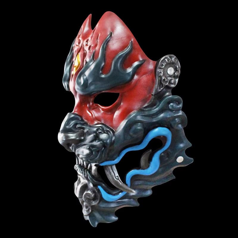 Hand-Made Japanese Hannya War Leopard Armor Oni Mask