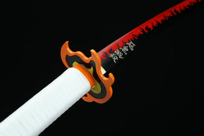 Handmade Anime Katana Demon Slayer Kyojuro Rengoku Nichirin Sword 1045 High Carbon Steel White