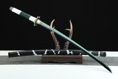 Handmade Anime Katana Demon Slayer Sanemi Shinazugawa Nichirin Sword 1045 High Carbon Steel Black