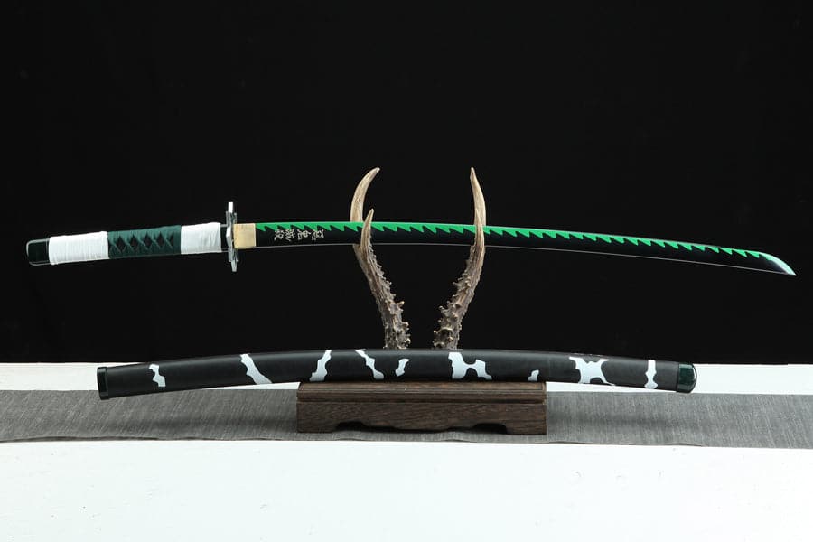 Handmade Anime Katana Demon Slayer Sanemi Shinazugawa Nichirin Sword 1045 High Carbon Steel Black