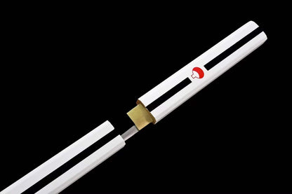 Handmade Anime NARUTO Sasuke Kusanagi-No-Tsurugi Sword Shirasaya Ninja Sword Spring Steel WhiteBlade