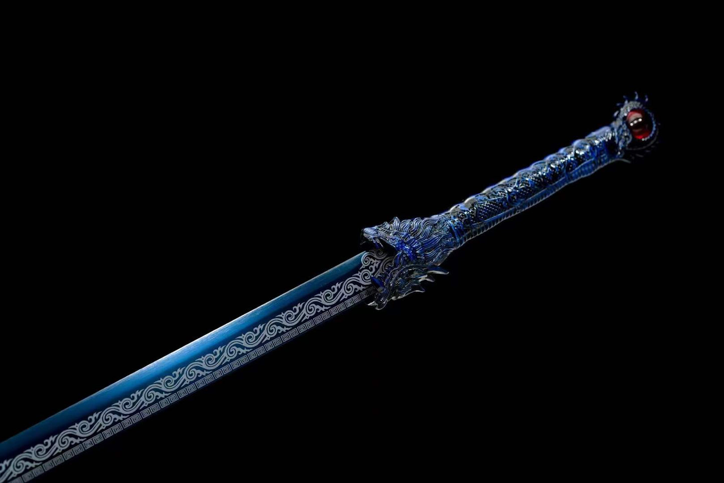 Handmade Blue Flame High Manganese Steel Chinese Sword