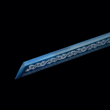 Handmade Dragon Flame Battle Blade Chinese Sword With Blue Blade