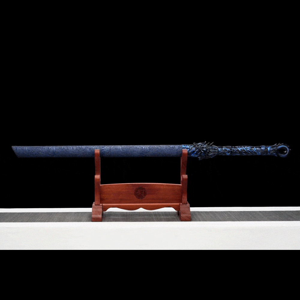 Handmade Dragon Flame Battle Blade Chinese Sword With Blue Blade
