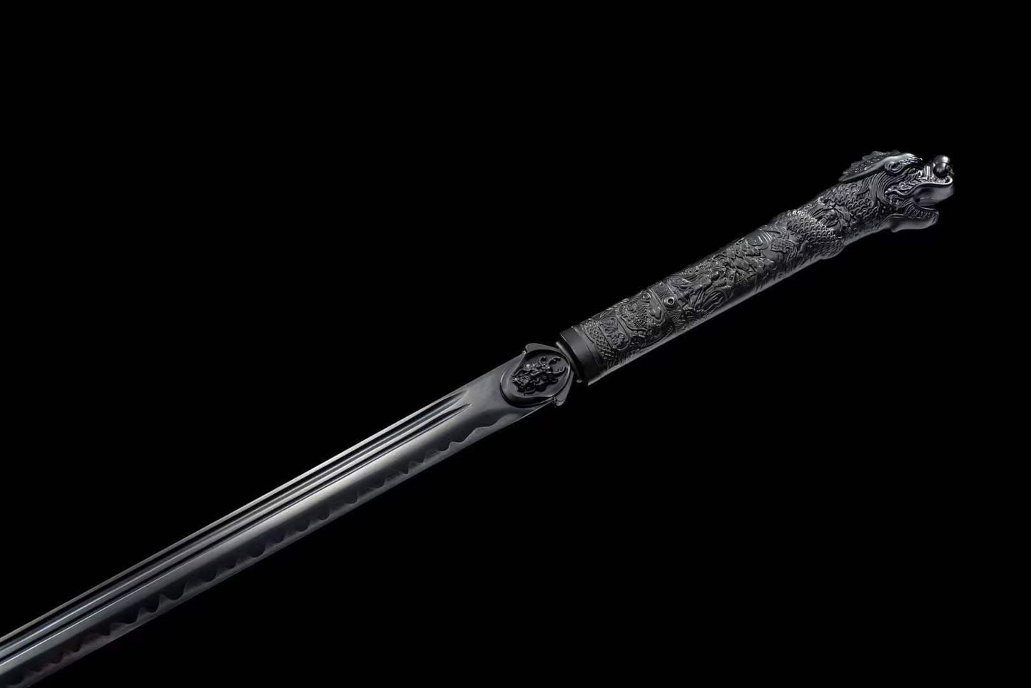 Handmade Dragon Slayer Manganese Steel Chinese Sword With Black Blade
