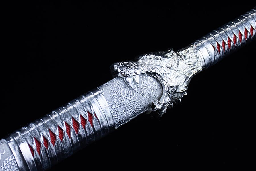 Handmade High Carbon Steel Inferno Thunderwolf  Chinese Sword With Red Blade