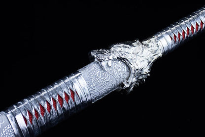 Handmade High Carbon Steel Inferno Thunderwolf  Chinese Sword With Red Blade